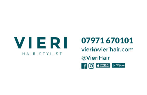 Vieri hair stylist logo & business card reverse 
 Logo and collateral for Vieri hair stylist - business card reverse 
 Keywords: logo, design, icon, brand, designer, company