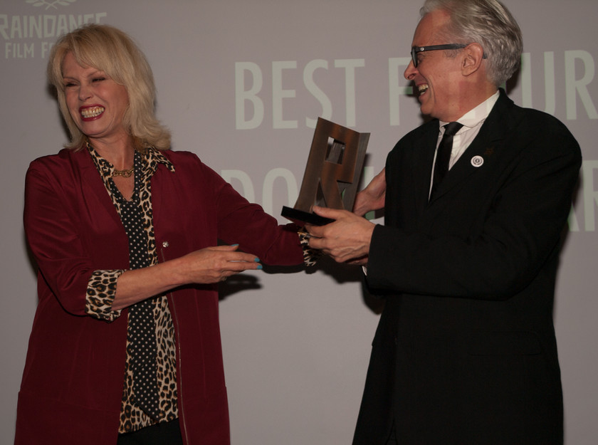 Joanna Lumley and Elliot Grove 
 Joanna Lumley with Elliot Grove at the 24th Raindance Film Festival 2016, 30th September 2016 
 Keywords: Joanna Lumley, awards, 24th Raindance, Film, Festival, London, indie, film, filmmaking, Elliot Gorve